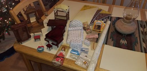 ALL MINIATURE ITEMS FOR DOLL HOUSE PIANO WORKS ETC. OVER 300.00 IN ITEMS. PICK UP MIDDLEBORO ONLY.