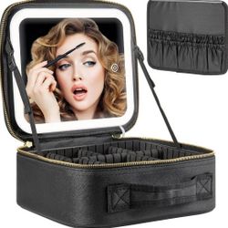 Travel Makeup Bag with LED Mirror