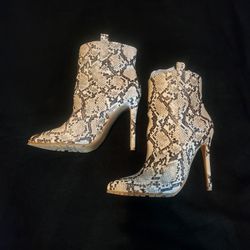 Snake Skin Print Boots