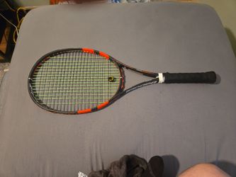 Babolat Pure Strike Tennis Racket – Black/Orange – Pre-Strung with Dampener