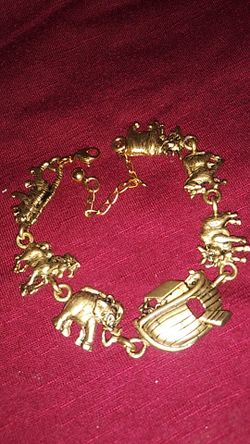 Noah's Ark bracelet real silver over gold plated bracelet not real gold