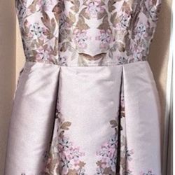 New Max Studio Elegant Floral Jacquard Fit & Flare Dress Blush Pink -Size 12