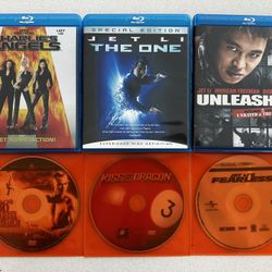 Set Of 6 Blu-Ray And DVD Martial Arts Action-Packed Movies 4 Of Them With Jet Li.