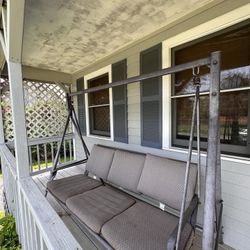 3-person metal porch swing with removable mat