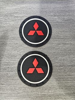 Brand New 2PCS MITSUBISHI Rubber Car Cup Holder Pad Water Cup Slot Non-Slip Mat Universal