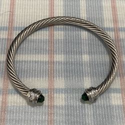 David Yurman Bracelet With Emeralds On Both Ends 