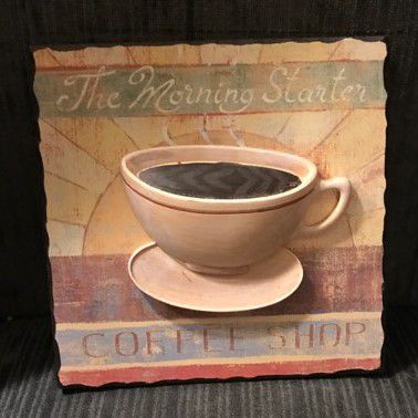 Wooden Coffee Cup Wall Hanging 9"sq