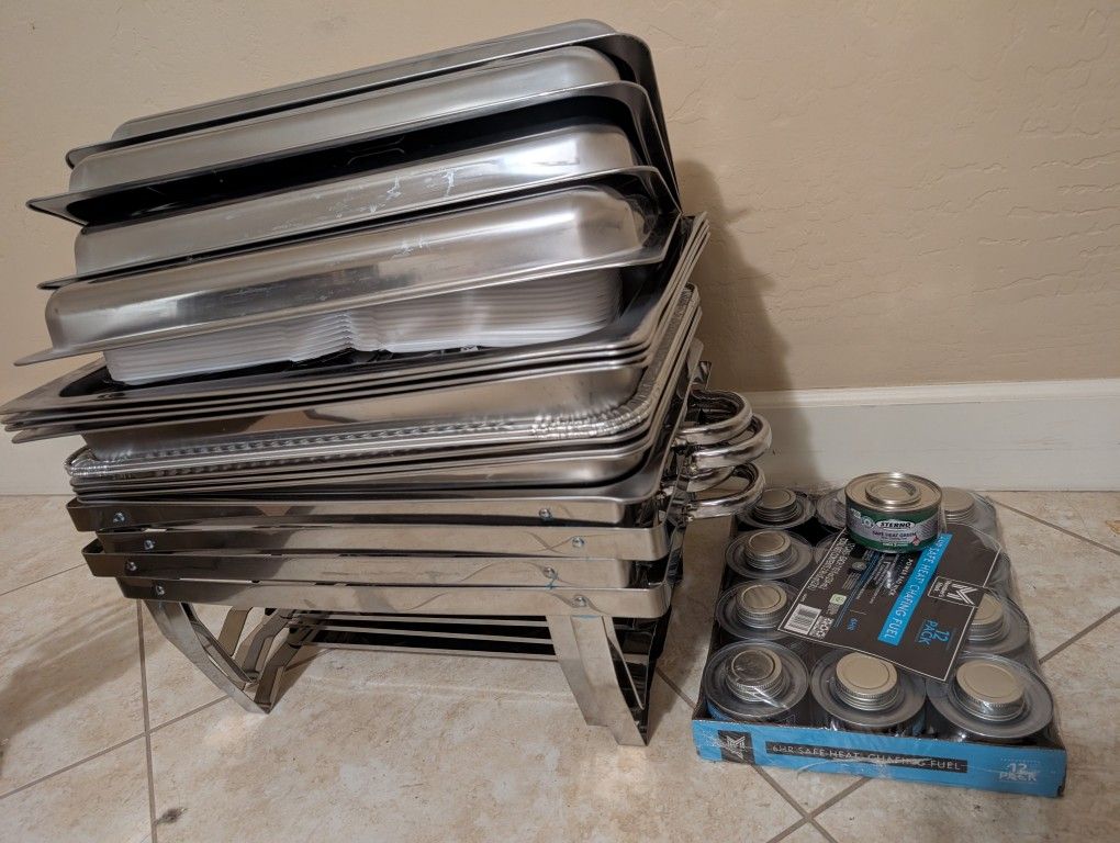 Set of 4 Chafing Dishes With 12 x 6-hour Heating Fuel
