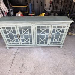 4 Door Wood Credenza / TV Stand – Distressed Finish
