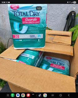 Total dry Guards extra length light Ultra thin Bladder control  11 package take all 75 $