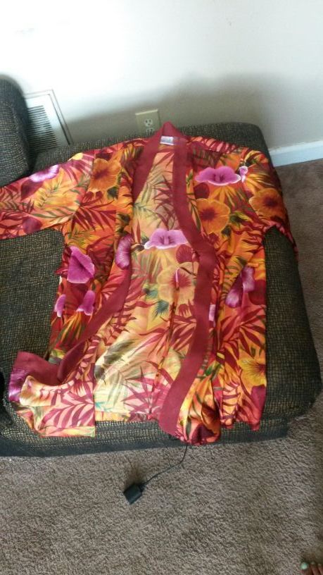 Silk floral robe