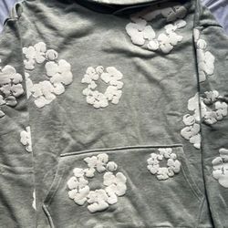 Medium Gray Denim Tear Hoodie