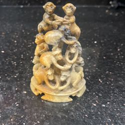 Soap, stone carving of five little monkeys