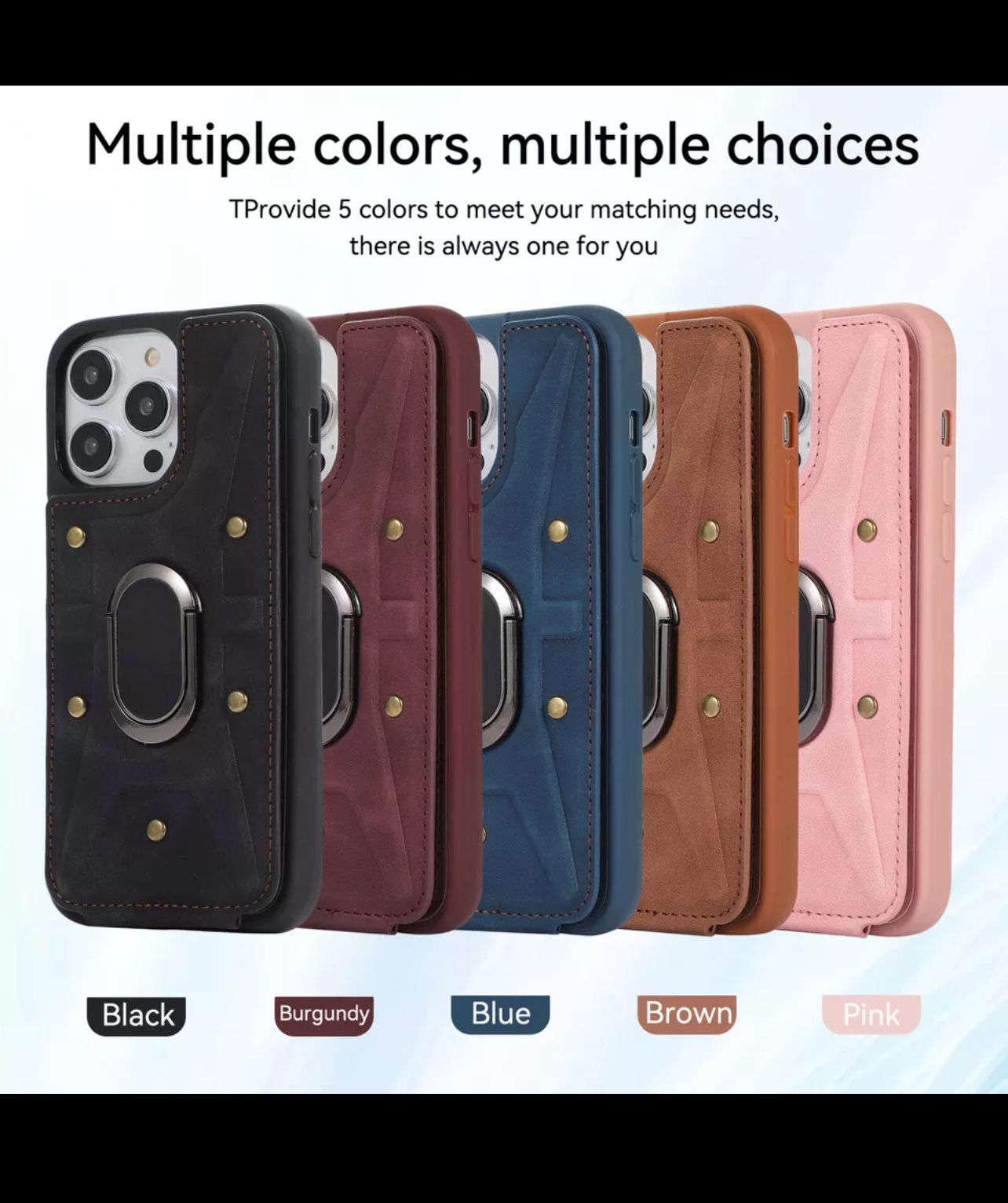 Magnetic Ring Stand Leather Wallet Case For iPhone 13 PRO MAX Cases NEW