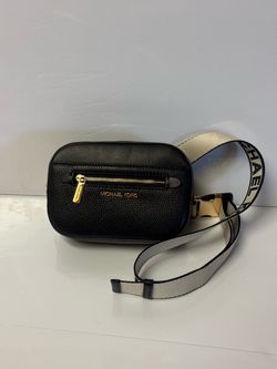 Michael Kors Black Belt Bag Gold Hardware Logo Strap Crossbody Designer