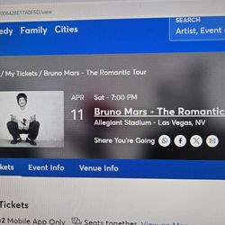 Bruno Mars Tickets Lower Level Vegas