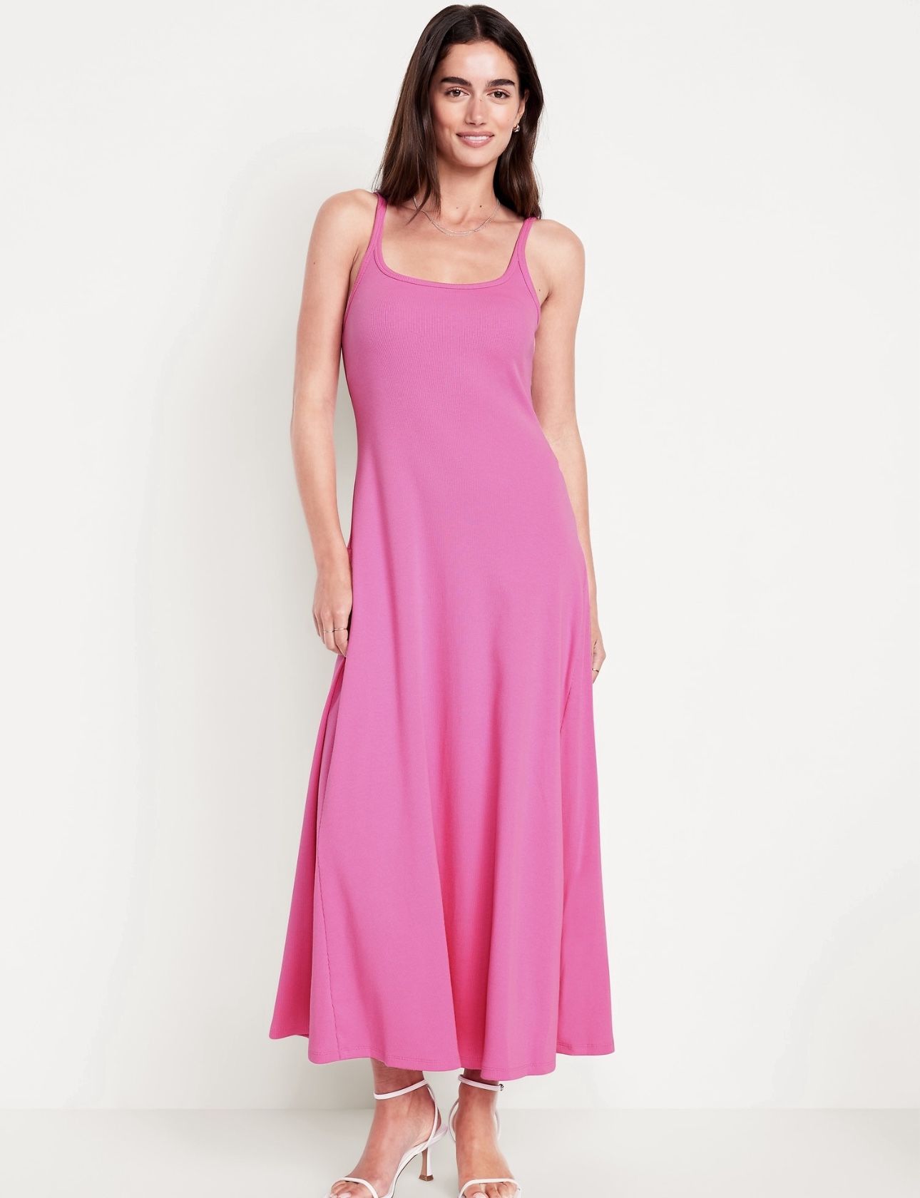 Pink Ribbed Maxi Dress