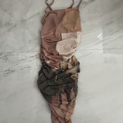 Shein Brown and cream maxi dress with a boho, indie vibe