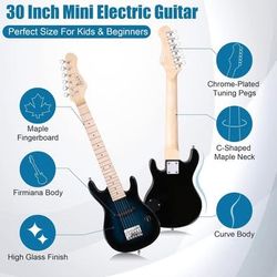 New 30” Kids Electric Guitar w/ 5w Amp, Gig Bag, Strap, Cable,Strings & Picks Guitar Combo kit, blue