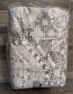 8’ x 10’ Washable Area Rug – Soft & Non-Slip Distressed Vintage Area Rug/white and gray