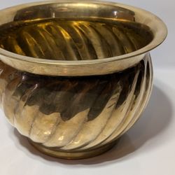 Large 8.5X12" Swirl Pattern Brass Planter Bowl Jardiniere Pot Vintage Decor