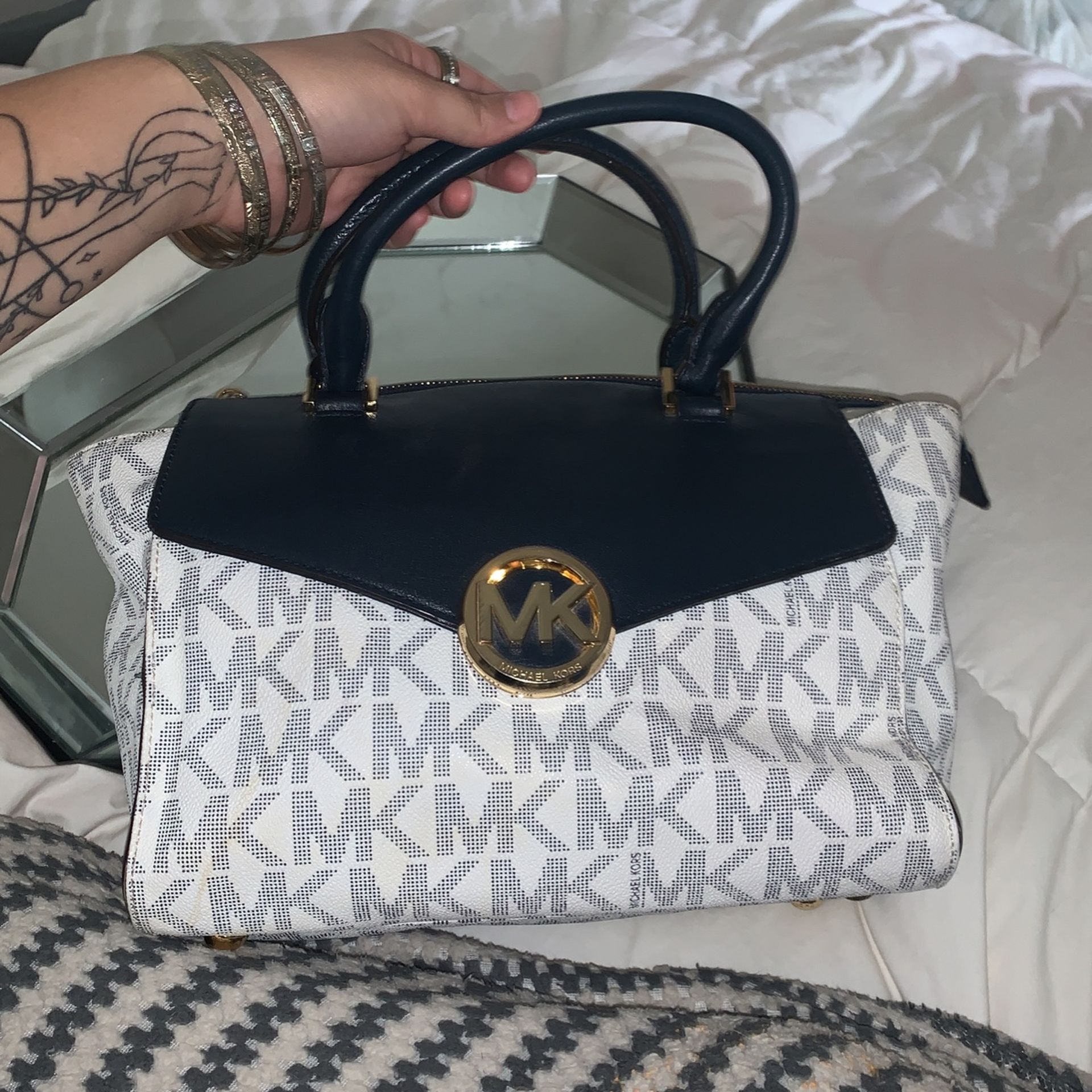 Michael Kors Navy And White Purse