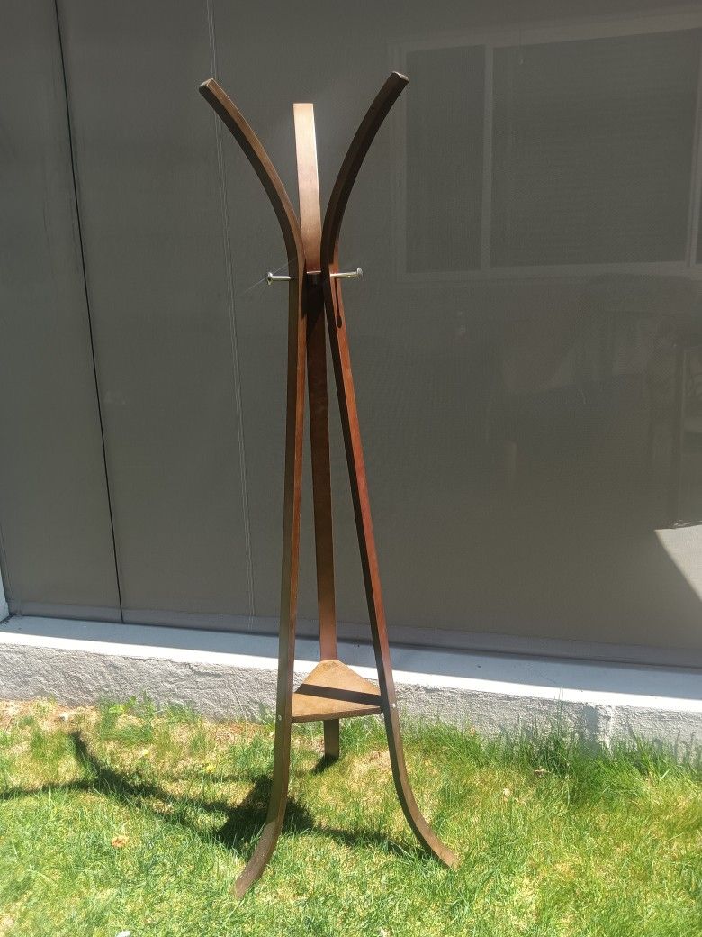 Contemporary Wooden Coat Rack 6' Tall Clothes Tree