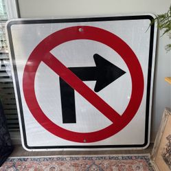 Reflective No Right Turn Street Sign