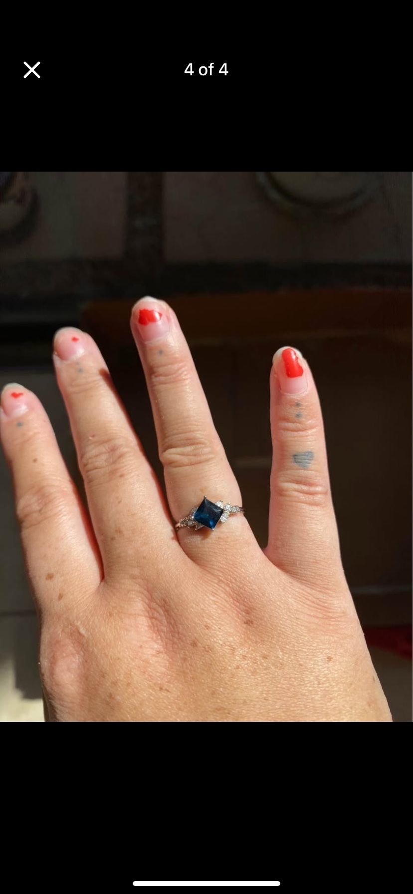 Sapphire Blue Ring with Diamond Accents 