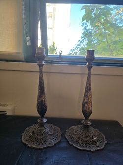 Sterling Silver  Shreve & Co. #6970 "Adam" candlesticks