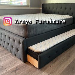 Dark Gray Trundle Beds.  Full With Twin Trundle. Both Mattresses Included. 
