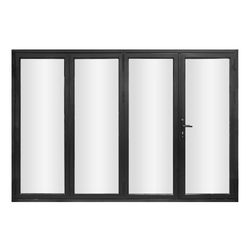 Aluminum Bifold Door 120”W x 80”H 4 Panel 1Right + 3Left Black Powder Coat Finish