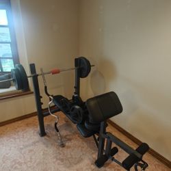 Home Gym Accessories Table, Weight Plates And... 
