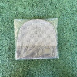 Knit Beanie Hat with Monogram Pattern