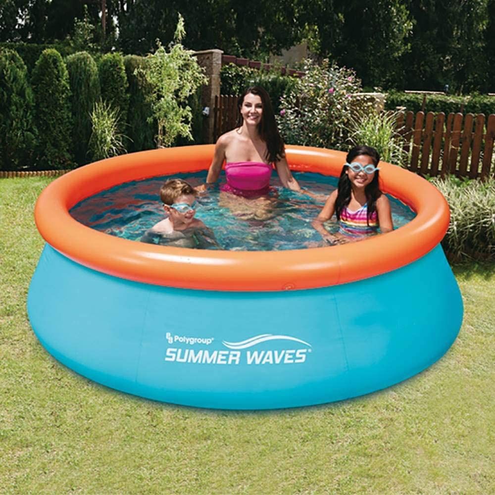 Summer Waves 8ft x 30in Small Kiddie Inflatable Kids Above Ground Swimming Pool