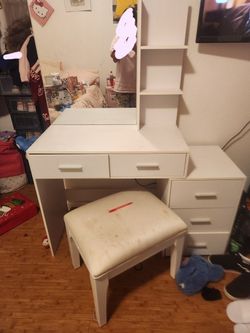 Vanity And Desk With Chairs