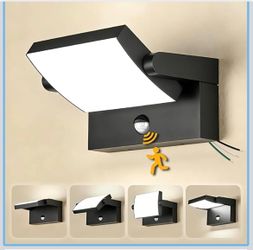 Hardwired 40W Motion Sensor Outdoor Lights 350°Rotation 6000K IP65 Black porch lights outdoor lights for house Aluminum Security Wall sconces Fixture