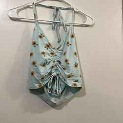 Blue with sunflowers Hollister halter top 