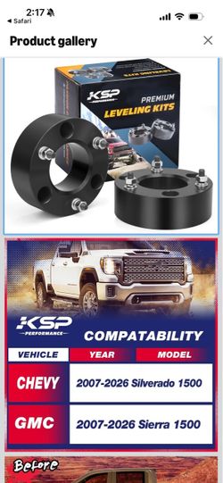 KSP 3" Front Leveling Kits for Silverado 1500 2WD/4WD 2007-2026, Sierra 2WD/4WD 2007-2026, 3 Inch Suspension Strut Spacers Lift Kits for Pickup with 6