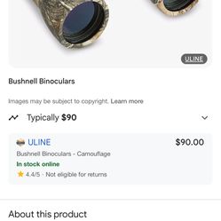 ULINE Bushnell PowerView 10x50mm Binocular Camouflage