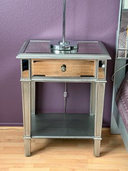 Mirrored Nightstand with Drawer