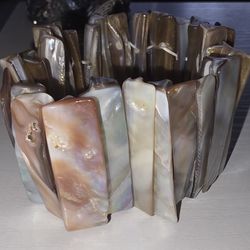 Vintage ABALONE SHELL STRETCH BRACELET