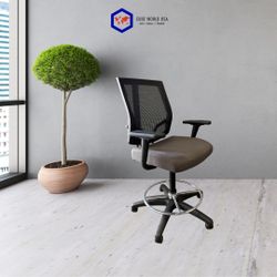 Sit On It focus Grey fabric seat black mesh stool pneumatic cylinder and adjustable arms