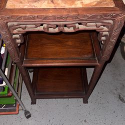Antique Chinese Hardwood Marble Table  