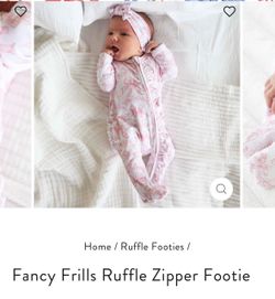 Caden lane fancy frills ruffle zipper footsie with bow