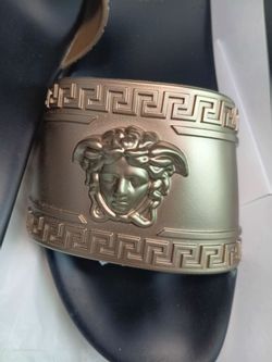 Versace Medusa Palazzo Black / Gold Slide Sandal