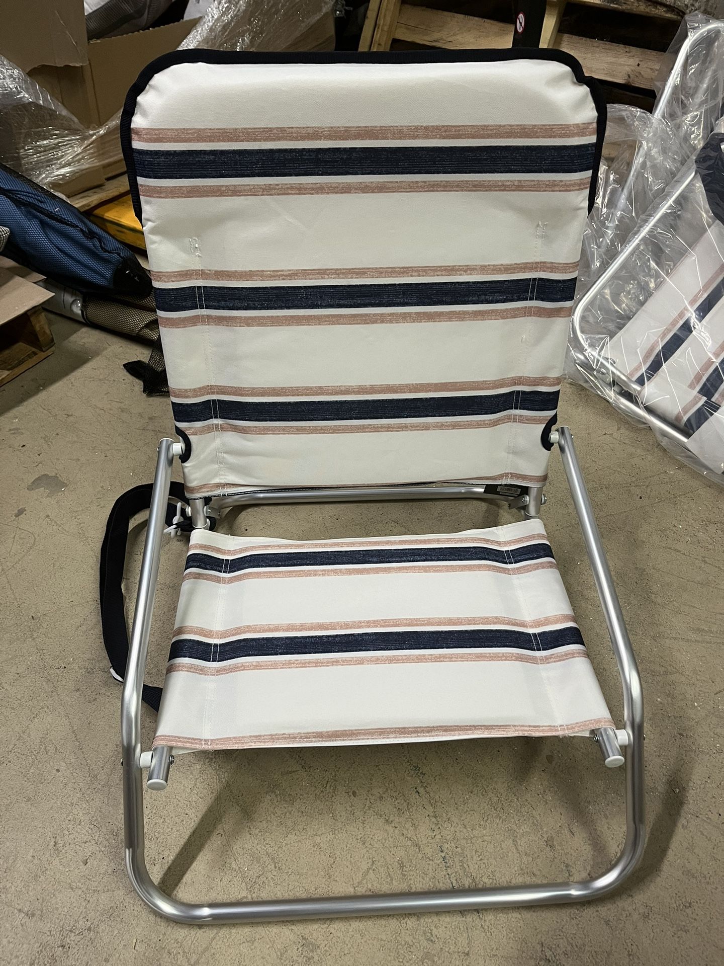 Threshold Cushioned Sand Beach Chair with Carry Strap Striped