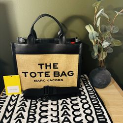 Marc Jacobs The Woven Tab And Black Leather Medium Tote Bag With Adjustable Removable Strap- Only Used Once! 