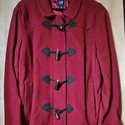 Gap Raspberry Red Wool Blend Duffle Coat. Size XL