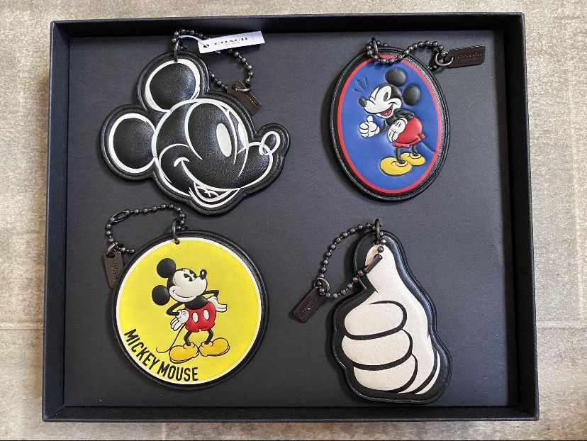 Coach Disney Mickey Mouse Hangtag Set Bag Charms Keychains